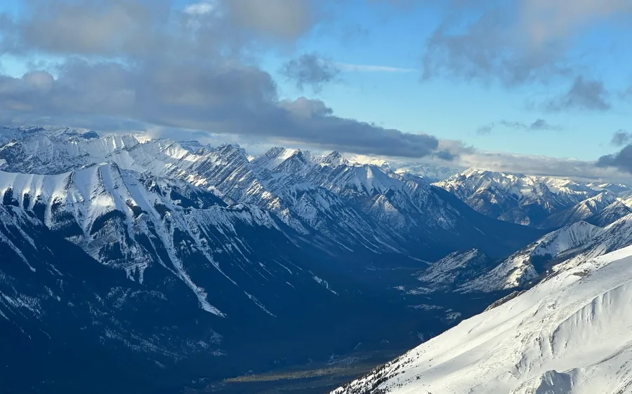 The Continental Divide seen from a helicopter over the Rockies